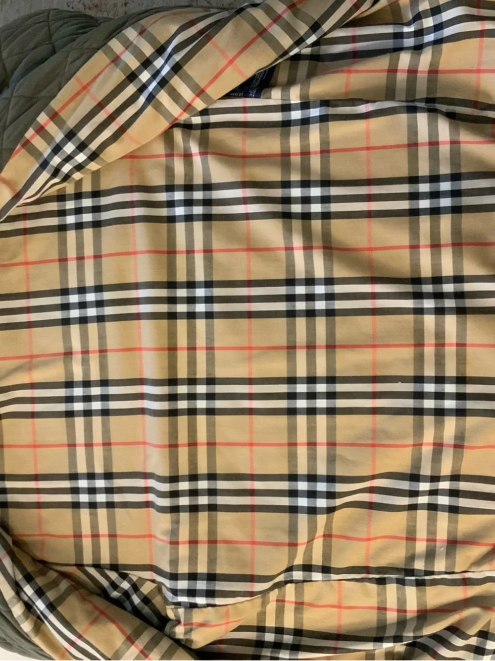 Vintage Burberry Quilted Sage Puffer Nova Check Jacket with Dark Green Collar - Picture 5 of 7